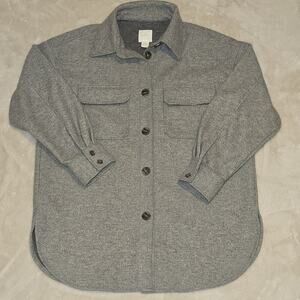 H&M Gray Button Up Overshirt Shacket Jacket Men’s Small Relaxed Fit Long Sleeve